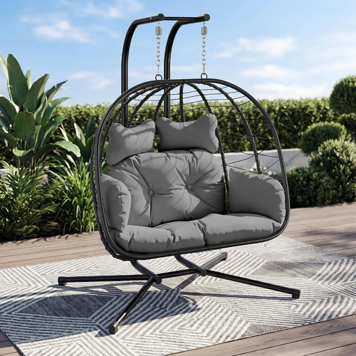 Double hanging egg chair with - egg,