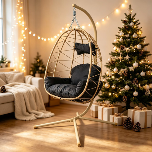 Folding rattan egg chair - chair, with