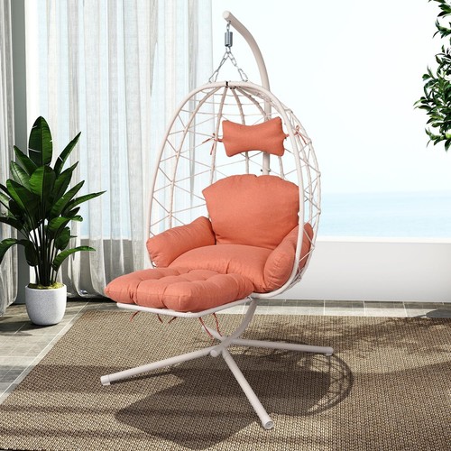 Hanging egg chair with leg - with,