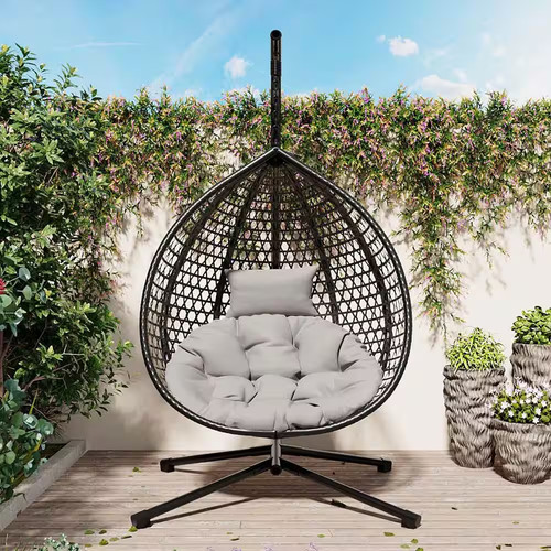 Gray wicker patio swing - gray,