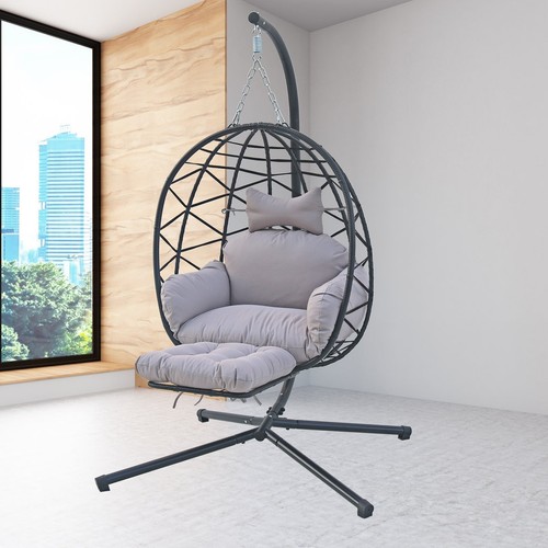 Hanging egg chair with stand - with,