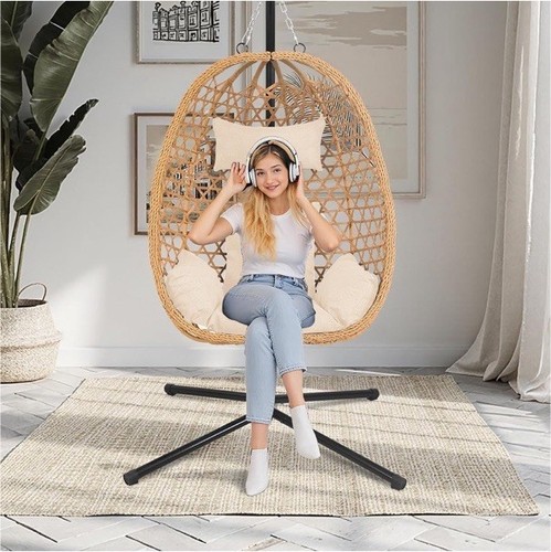 Beige rattan wicker hanging - beige,