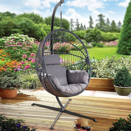 Large rattan hanging egg chair - rattan,