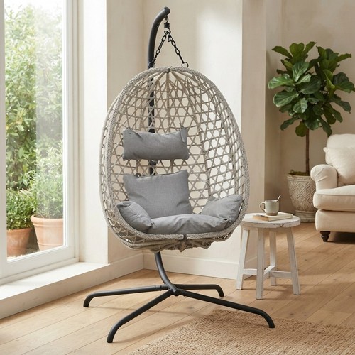 Hanging egg chair stand indoor - egg,